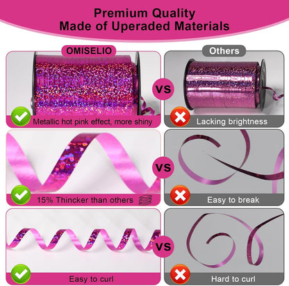 Rose Gold Curling Ribbon - 500 Yard Shiny Metallic Curling Ribbon for Gift Wrapping, Balloons, Birthdays & Parties