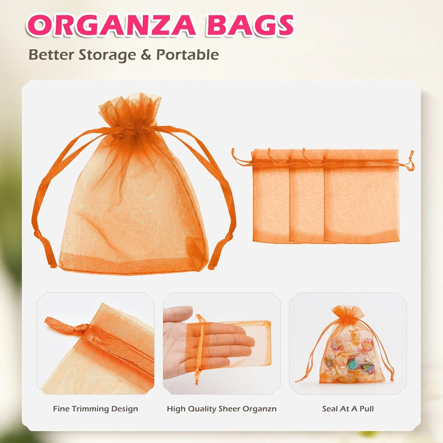 ANZNKU 50PCS White Organza Bags 3x4, Small Gift Bags Bulk for Sachet Jewelry Candy Treat, Mini Mesh Bag Drawstring for Wedding Bridal & Baby Shower, Party Favor Bag for Easter Mothers Day Birthday