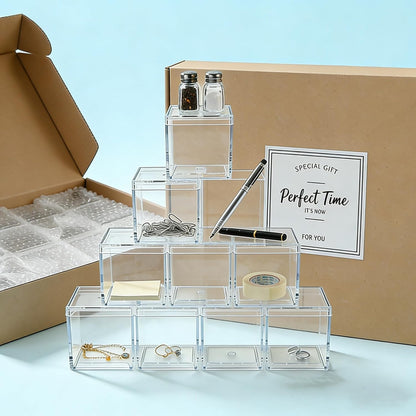 KissYou Acrylic Box Clear Boxes with Lid 12 Packs Small Candy Box Display Square Cube Wedding Graduation Party Decorations Jewlry Gift Box
