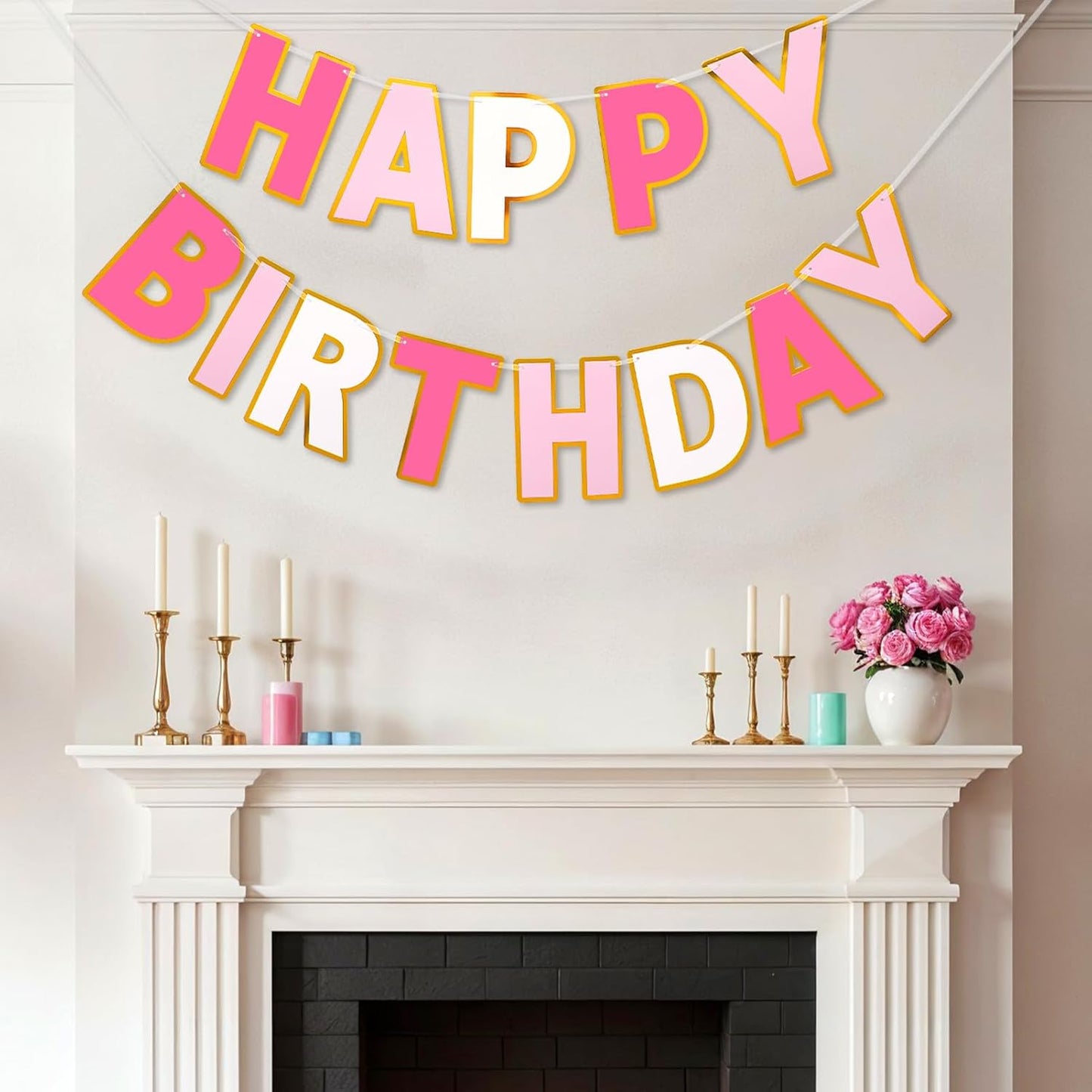 Happy Birthday Banner - 9ft Pre-Strung Happy Birthday Sign for Women, Men, Girls, Boys - No DIY Birthday Decorations & Party Supplies(Macaron)