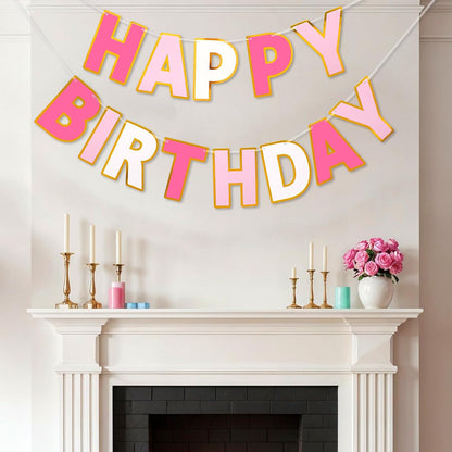 Happy Birthday Banner - 9ft Pre-Strung Happy Birthday Sign for Women, Men, Girls, Boys - No DIY Birthday Decorations & Party Supplies(Macaron)