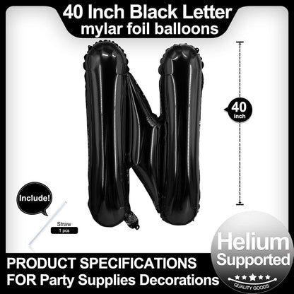 40 Inch Black Letter A Balloons, DIY Phrase Foil Alphabet Letter A Balloons DIY Word A Banner for Birthday Anniversary Celebration Graduation Party Supplies Decoration