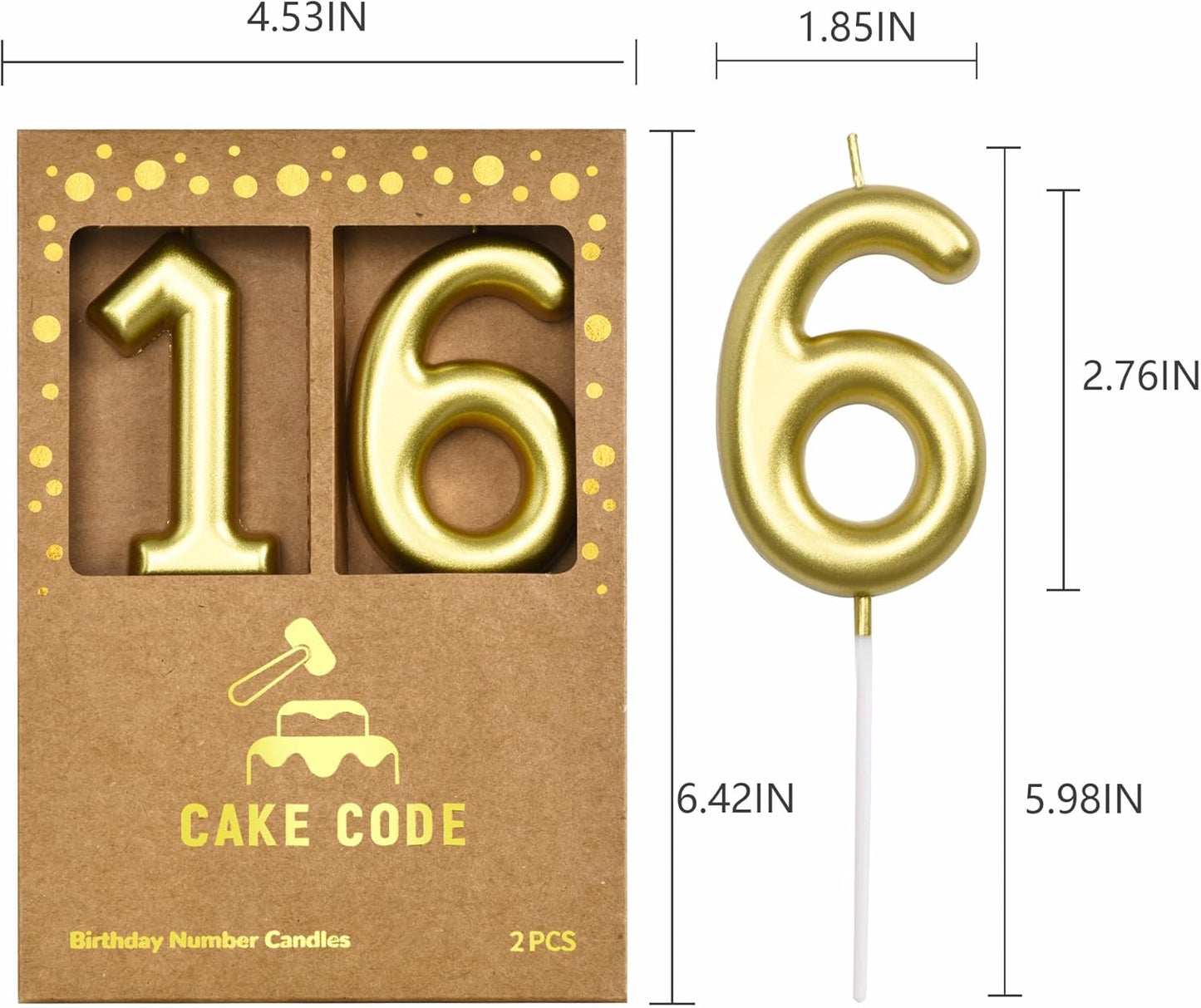 2.76 Inch Classical Gold 5 Number Birthday Candles, Gold Number Candles, Cake Number Candles, Party Celebration