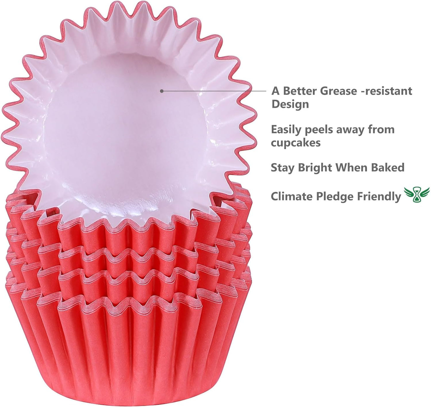 Caperci Heavy Duty Standard White Cupcake Liners 150 Counts - Grease-Resistant Paper Muffin Baking Cups, Odorless, No Muffin Pan Needed, Easily Peels (White)