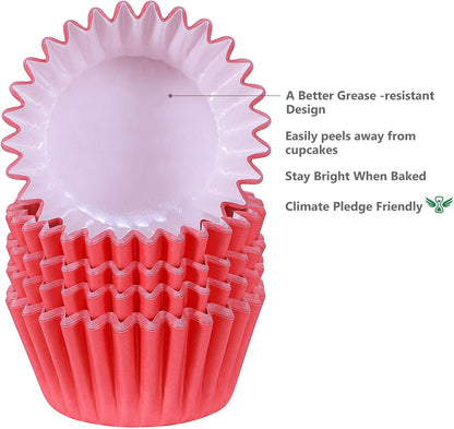 Caperci Heavy Duty Standard White Cupcake Liners 150 Counts - Grease-Resistant Paper Muffin Baking Cups, Odorless, No Muffin Pan Needed, Easily Peels (White)