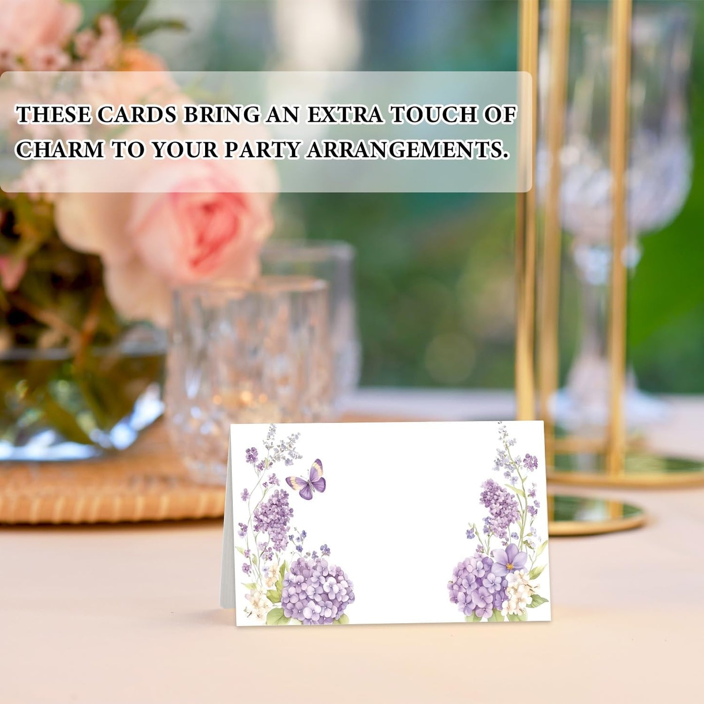 Blue Floral Place Cards for Table Setting, Birthday Baby Shower Folded Tent Cards Wedding Seating Cards for Bridal Shower, Anniversary, Engagement Food Name Card for Party Decoration, 25pcs /A10