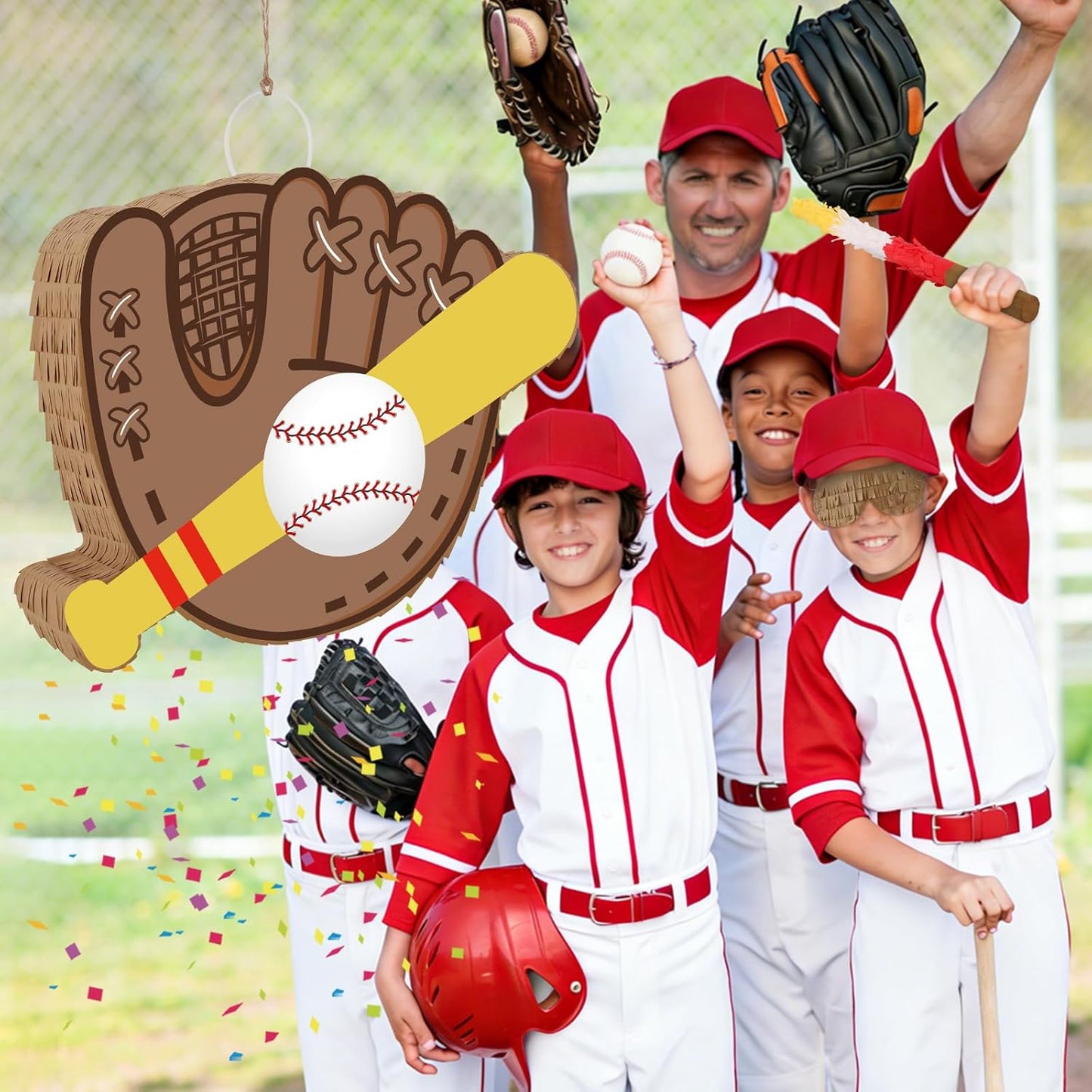 Hooqict Mexican Pinata with Blindfold and Bat Stick Party Pinata for Fiesta Carnival Cinco de Mayo Decorations Kids Adults Mexican Party Games Birthday Party Supplies