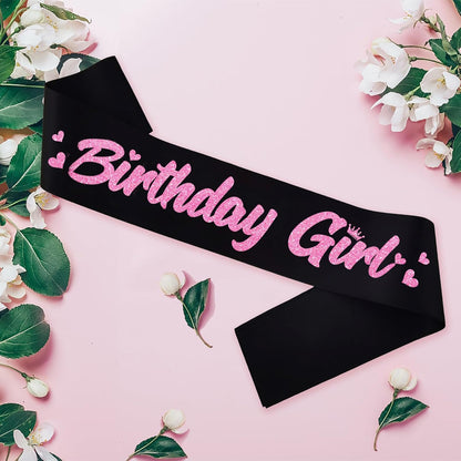 ‘Birthday Girl' Birthday Sash Royal Blue with Glitter Silver Letters Birthday Sash for Women, Sweet 16, 18th 21st B-day Sash