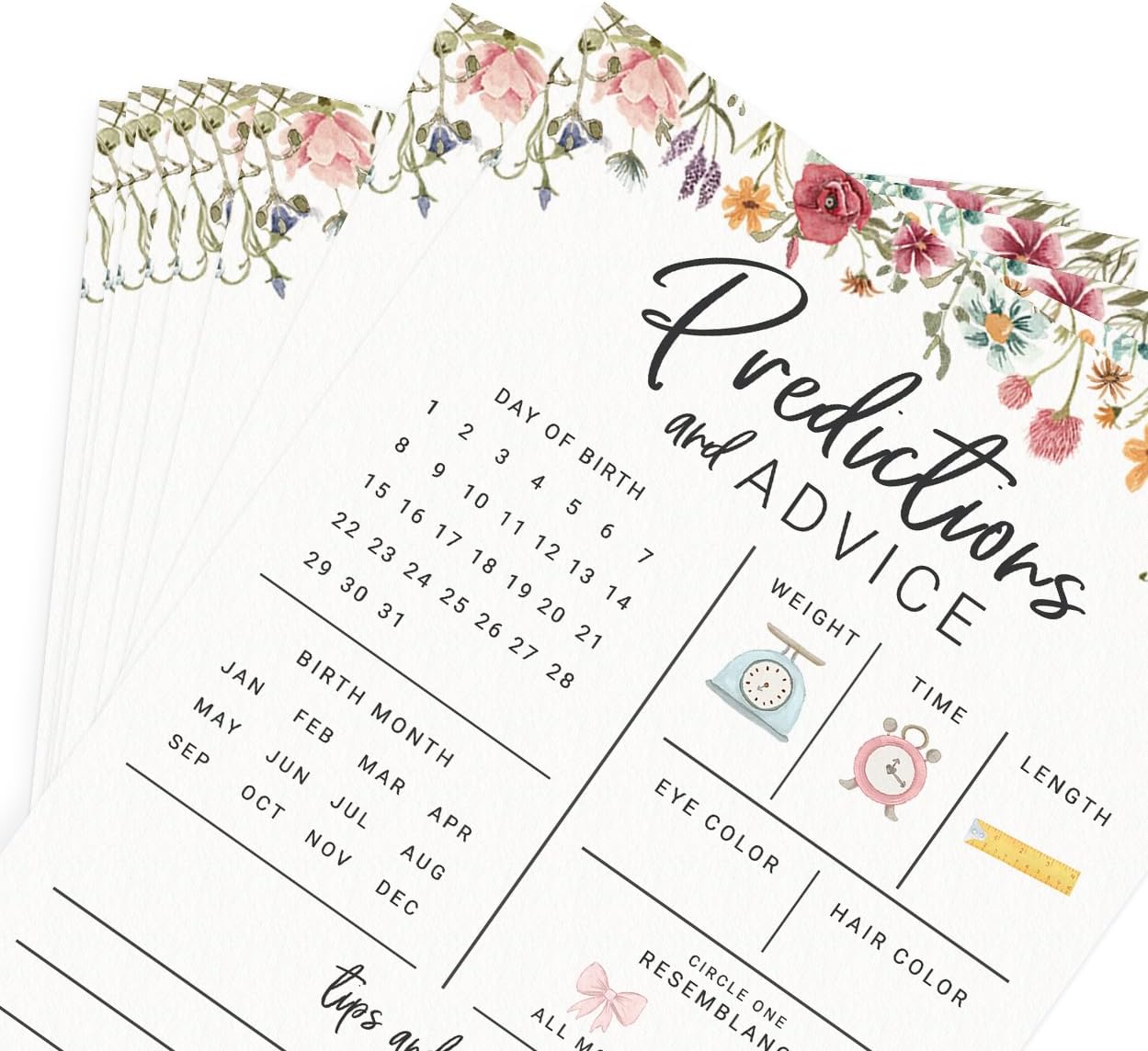 Printed Party Baby Shower Games for Girl – 4 Games and Activities for 30 Guests, Includes Bingo, Price is Right, Mommy or Daddy Trivia, and Storybook Title Guessing, Wildflower Baby in Bloom Design
