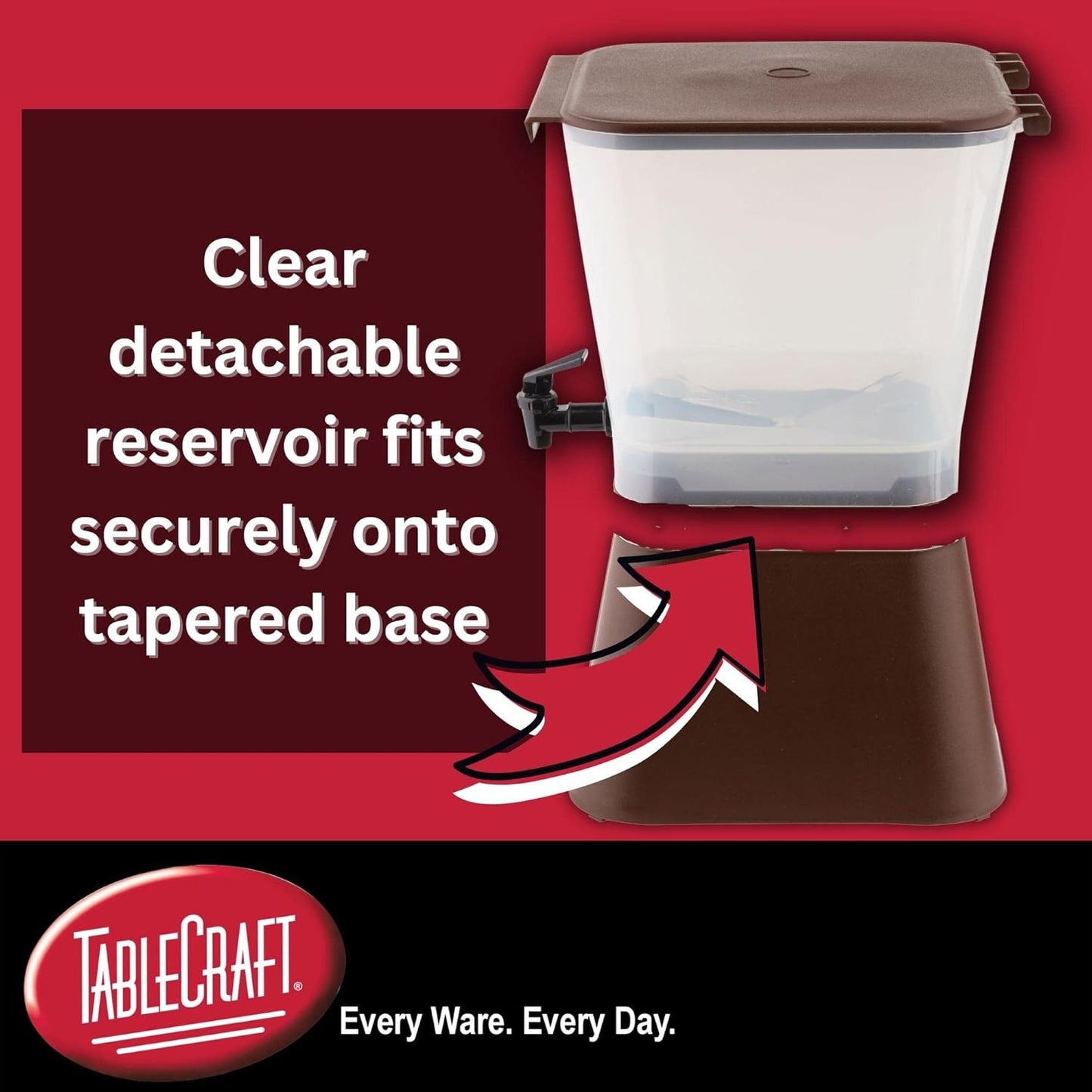 TableCraft TW33DP, 6 Gal Twin Slimline Beverage Dispenser, (2) 3 Gal Clear Reservoirs, Almond Base, Compact Design, Tomlinson Faucets, 8.25" Faucet Clearance, NSF Approved, Made in USA