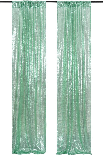 Poise3EHome Black Sequin Backdrop Curtains, 2 Panels 2FTx8FT Glitter Photo Booth Backdrop for Halloween Birthday Bachelorette Wednesday Twilight Party Decorations