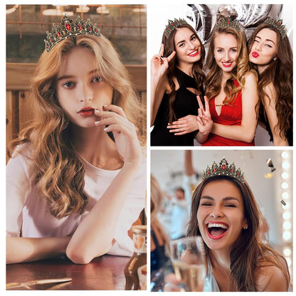 Silver Birthday Crown Headband with Sash for Women - Rhinestone Tiara for Birthday Parties