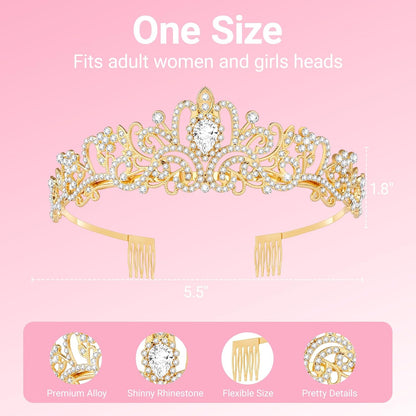 Birthday Tiara and Crown with Sash, Birthday Tiara for Women Party Silver