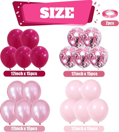 Pink Blue Purple Balloon, 60 Pcs 12 Inches Hot Pink Metallic Purple Teal Yellow Balloons Confetti Balloons for Kids Magic Theme Birthday Decoration Baby Shower Girls Music Party Supplies