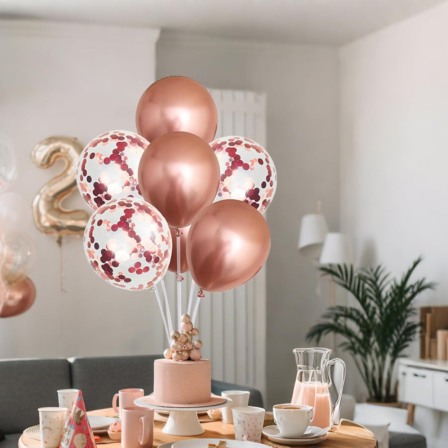 6 Set Balloon Stand Kit for Table Centerpieces With Balloon and Base Party Decorations for Birthday Wedding Retirement Graduation Baby Shower (Black Gold)