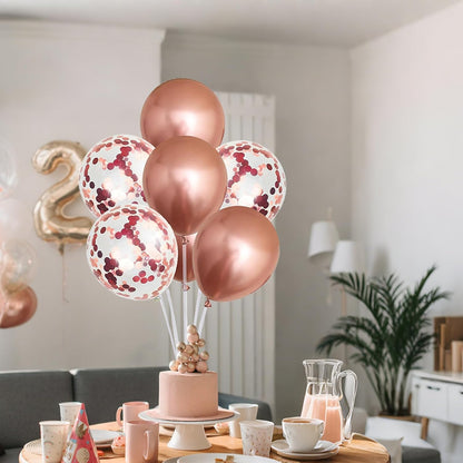 6 Set Balloon Stand Kit for Table Centerpieces With Balloon and Base Party Decorations for Birthday Wedding Retirement Graduation Baby Shower (Black Gold)