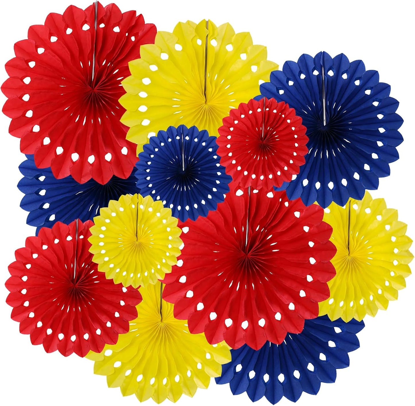 ZOOYOO Hanging Paper Fans Party Decorations,12 Pcs Pastel Rainbow Honeycomb Round Fans,Ceiling Decor for Easter,Wedding,Birthday,Summer Day Party Backdrop
