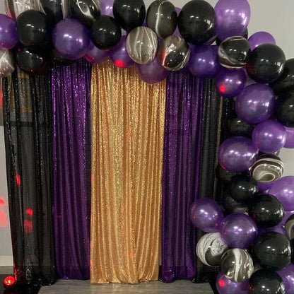 Poise3EHome Black Sequin Backdrop Curtains, 2 Panels 2FTx8FT Glitter Photo Booth Backdrop for Halloween Birthday Bachelorette Wednesday Twilight Party Decorations