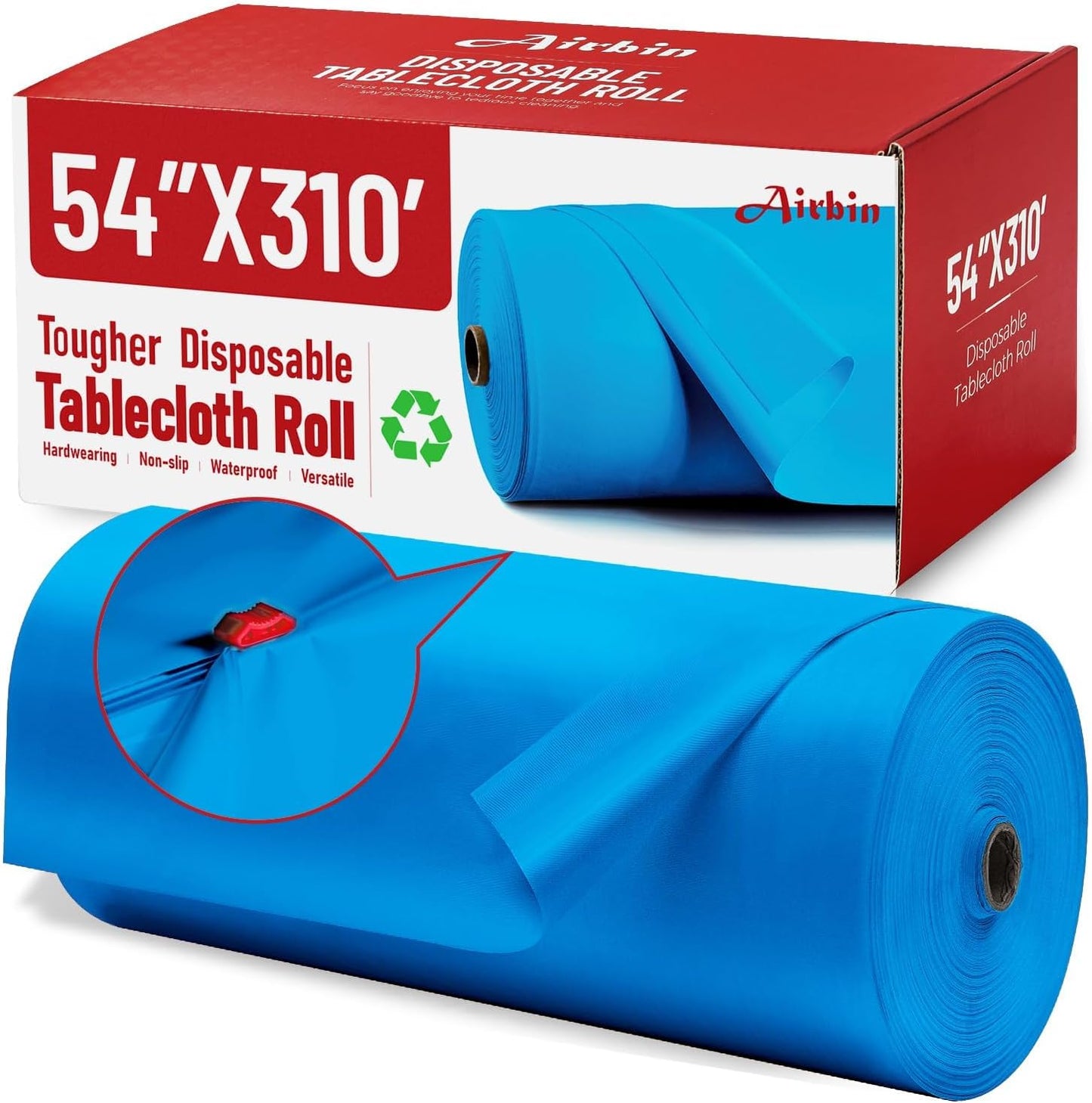Plastic Table Cloth, 310 Ft X 54 in Disposable Tablecloth White Plastic Tablecloth with Any Cut Sliding Cutters Premium Table Cover Roll for Picnics, Parties, Birthdays, Weddings