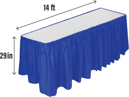 DecorRack 2 Pack Table Skirts, 29 in x 14 ft Each, Multi Pack -BPA Free- Plastic Tableskirt, Disposable, Reusable, Rectangular Tablecloth Skirt, White (2 Pack)