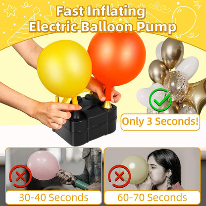 Bezente Balloon Pump Electric, Portable Balloon Inflator Pump Electric Air Pump for Balloons Dual Nozzle Electric Balloon Pump for Birthday Wedding Graduation Party Decorations