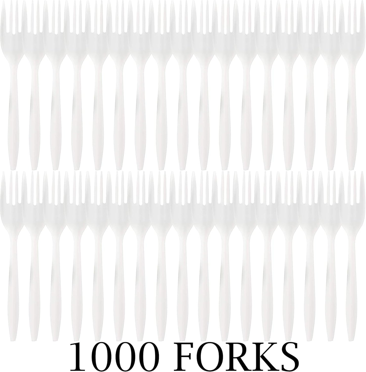 Plasticpro Cutlery Plastic Combo Sets Medium Weight Disposable Silverware White (1000 Count)