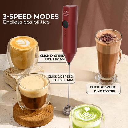 Zulay Kitchen Powerful Milk Frother Wand With Duracell Batteries - Ultra Fast Handheld Drink Mixer - Electric Whisk Foam Maker for Coffee, Lattes, Cappuccino & Matcha - Z1 Motor - Black - Colors A