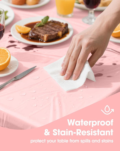 Niuara White Plastic Table Cloth - 4 Pack 54" × 108" Rectangle Disposable Tablecloths for 6FT Tables, Table Cover for Party, Holiday & Gathering Use