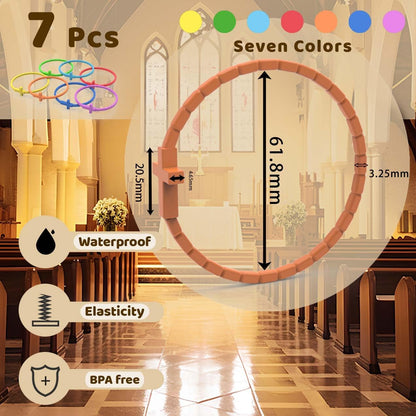 YalsFTY 7 Pcs Silicone Jesus Bracelets Cross Bracelet