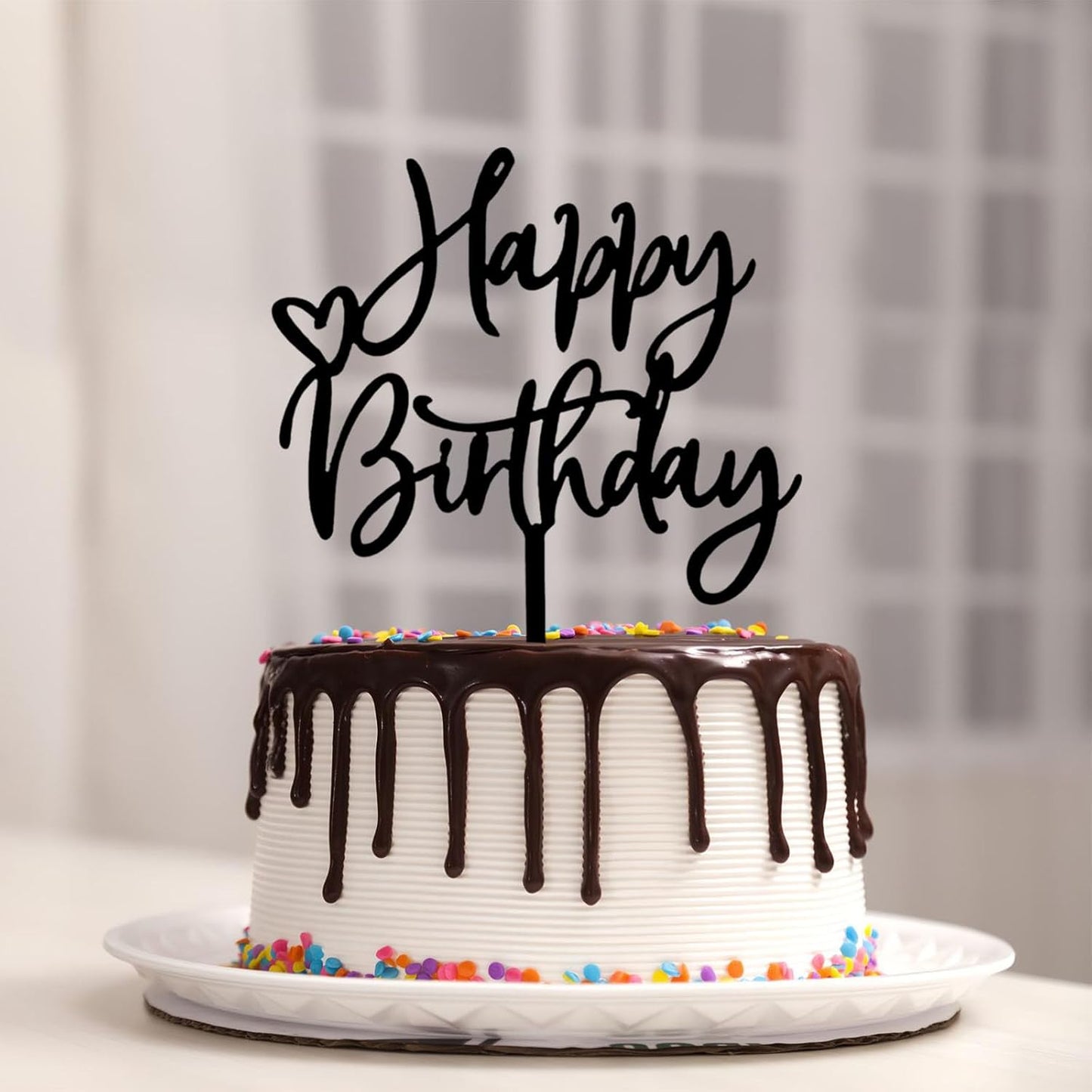 DIY Happy birthday Cake Topper Black Acrylic