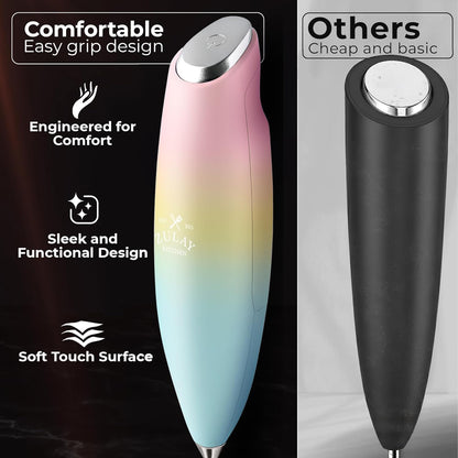 Zulay Kitchen Powerful Milk Frother Wand With Duracell Batteries - Ultra Fast Handheld Drink Mixer - Electric Whisk Foam Maker for Coffee, Lattes, Cappuccino & Matcha - Z1 Motor - Black - Colors D