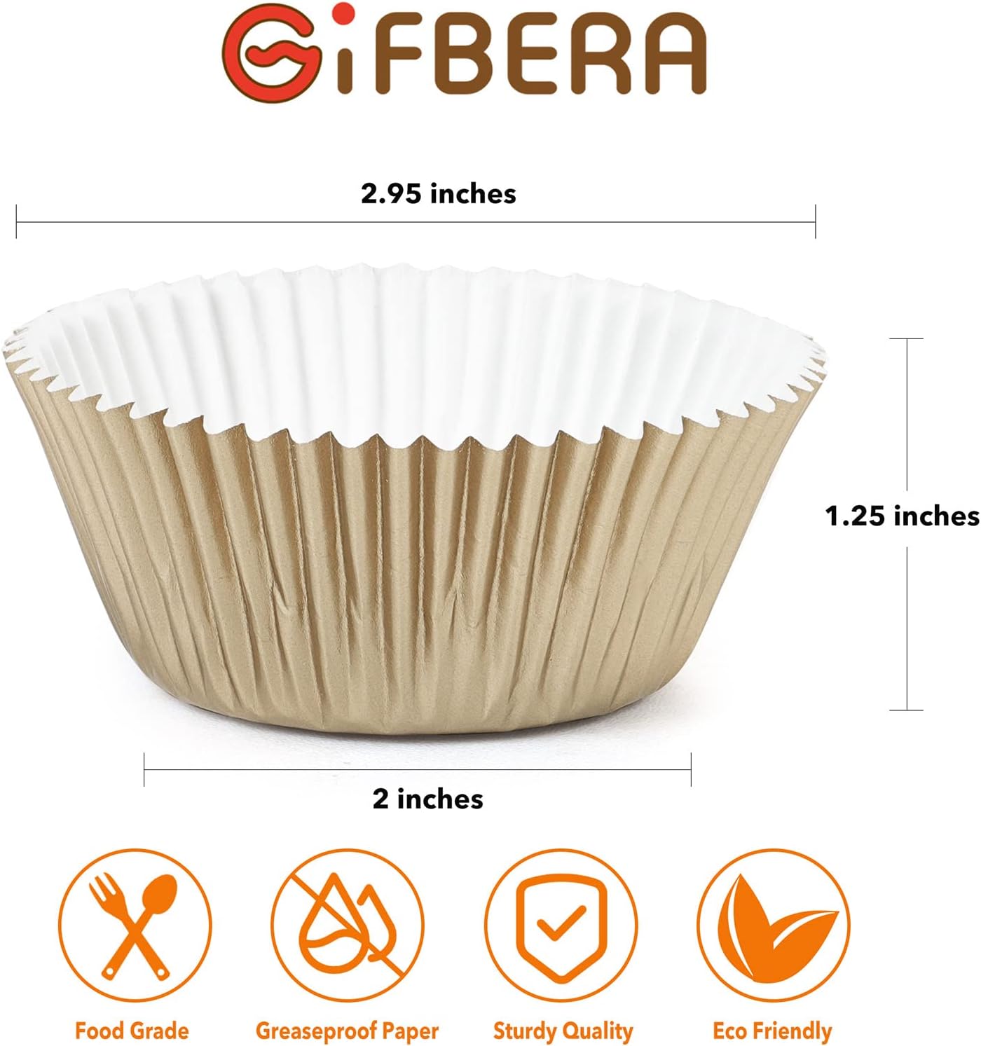 Gifbera White Metallic Foil Cupcake Liners Standard Size Baking Cups, 200-Count