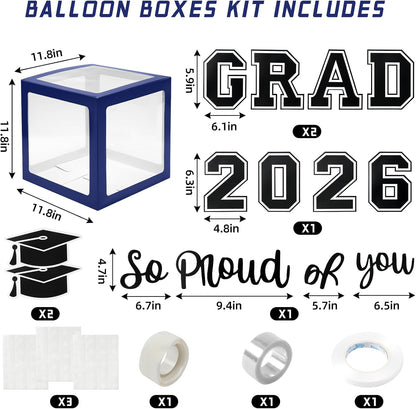 Graduation Decorations 2026 Graduation Party Decorations Set of 4 Boxes with 129pcs Balloons Arch Garland Kit Party Supplies for Any Grades Blue