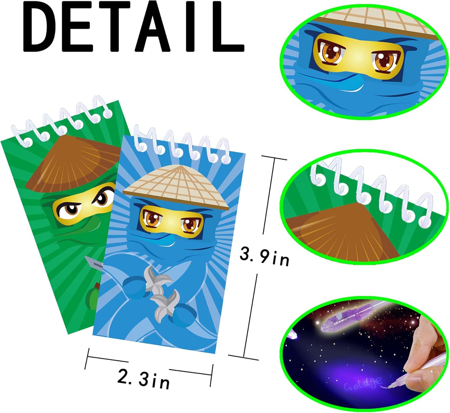 Ninja party favors |12 invisible ink pen and 12 mini Notepads| Ninja party Goodie Bag Stuffers,ninja party supplies