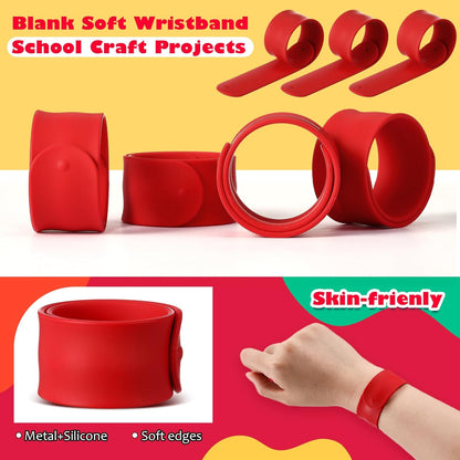 Vinsot 30 Pcs Silicone Slap Bracelets Gift for Kids DIY Slap Bands Party Favor Soft Blank Snap Wristbands Bulk for School Craft Project Painting Classroom Prizes Birthday Wedding