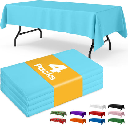 Niuara White Plastic Table Cloth - 4 Pack 54" × 108" Rectangle Disposable Tablecloths for 6FT Tables, Table Cover for Party, Holiday & Gathering Use