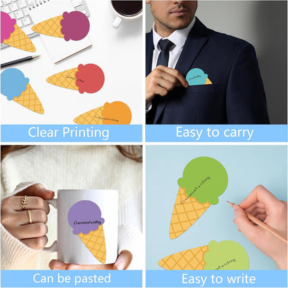 12 Pcs Ice Cream Sticky Notes Summer Popsicle Sticky Notepad Colorful Self-Adhesive Post Notes Cute Mini Memo Pad Removable Note for Office School Classroom Student Ice Cream Party Favors