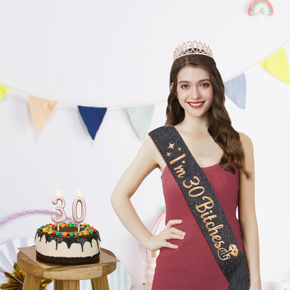 21st Birthday Decorations for Her with 21st Birthday Sash and Crown, Candles Gold, Gifts for 21 Year Old Girls