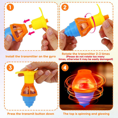 24PCS Light Up Spinning Tops Glow Party Favors for Kids 3-5 4-8 8-12 Summer Goodie Bag Stuffers Classroom Treasure Box Toys Carnival Prize Fidget Bulk Birthday Trinkets End of Year Students Gifts