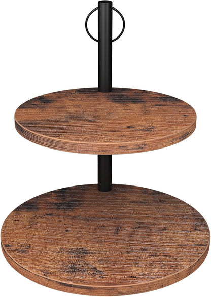 Cupcake Stand, 2 Pack Rustic Wood Cake Stand, 3 Tier Cupcake Tower Round Tiered Tray Stand for Dessert Table Display, Industrial Wooden Serving Stand Wedding, Graduation and Baby Shower