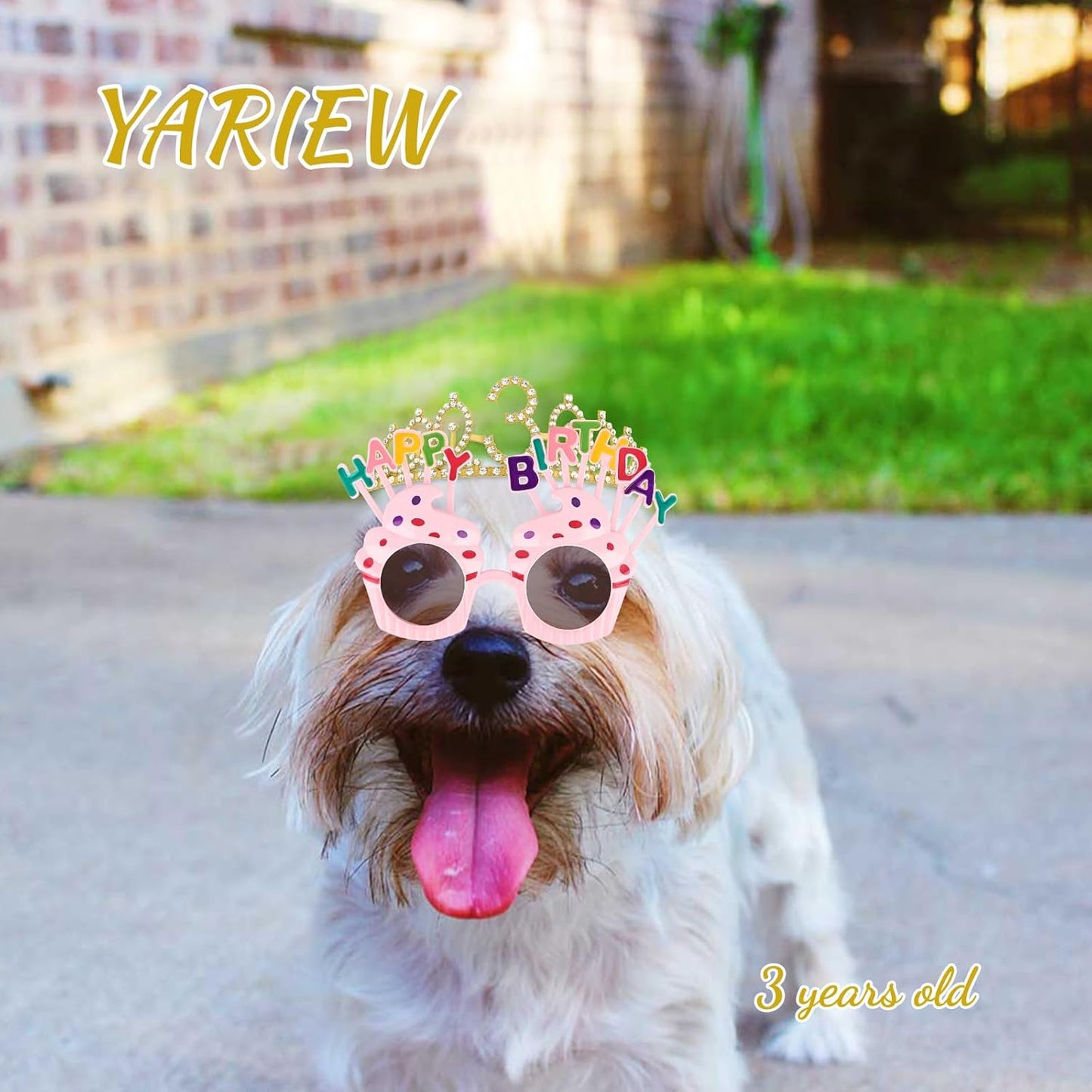 YARIEW 3rd Birthday Decorations, 3rd Glitter Purple Sash and Crown Kit with Happy Birthday Sunglasses, Tiara Princess Crown and Sash Party Outfit Accessory