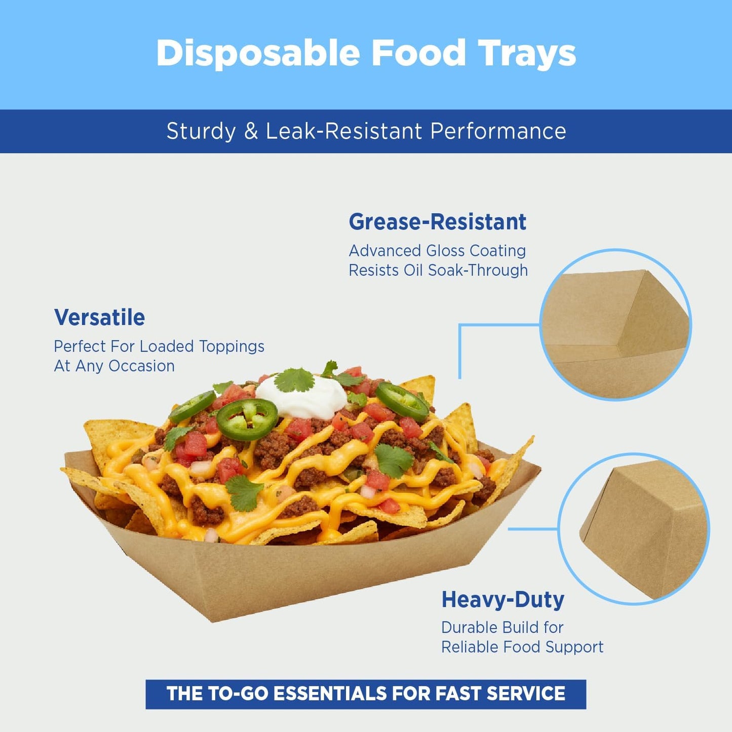 Karat Paper Food Trays Disposable [2 LB - 1,000 ct] Sturdy Food Boats, Leak Resistant | Ideal for Snacks, Nachos and Finger Foods