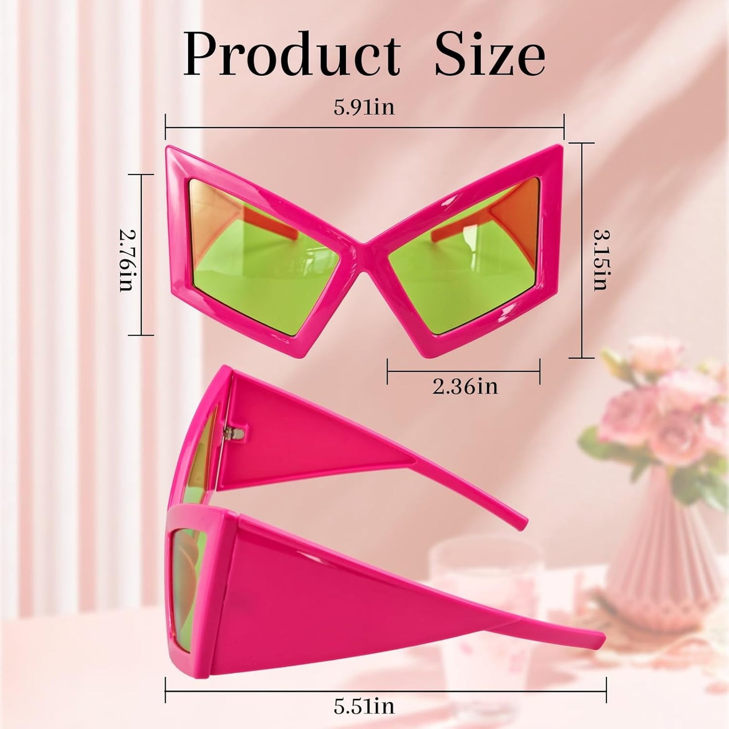 Funny Oversized Party Glasses Sunglasses Max Width 5.9", Hilarious Costume Accessories for Birthdays, Dance Parties