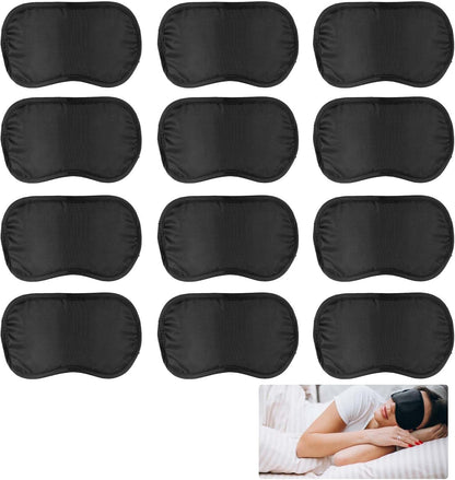 12Pcs Blindfolds for Party Games, Blackout Sleep Mask for Travel, Blindfold Silk Eye Mask with Straps, Soft Breathable Eye Covers for Sleeping Side Sleeper(Black)