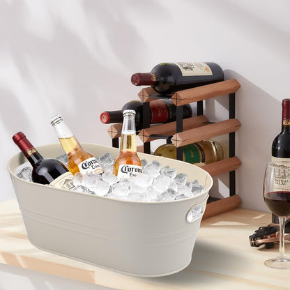 3 PCS 15.3 x 9 x 6 inches White Metal Galvanized Tub with Iron Handles, 3 Gallon Beverage Tubs for Parties, Large Ice Buckets for Beer, Wine, Cocktails & Outdoor Events