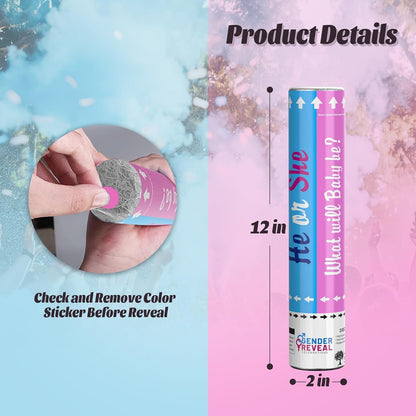 POPUPARTY 2Pack pink Gender Reveal Confetti smoke Powder Cannon, Confetti and Powder Poppers | Ideal for Baby girl Gender Reveal Decoration and party