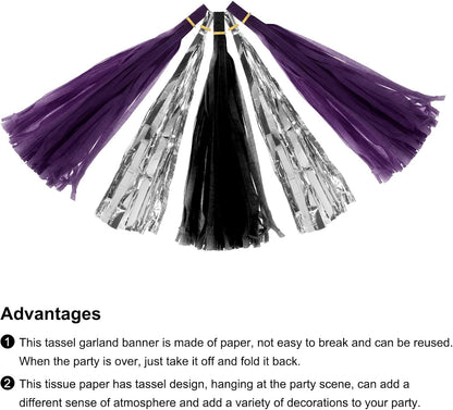 MECCANIXITY 15Pcs Light Blue Tassel Garland Banner with Rope Tissue Paper Tassels Party DIY Kits for Anniversary Wedding Birthday Party