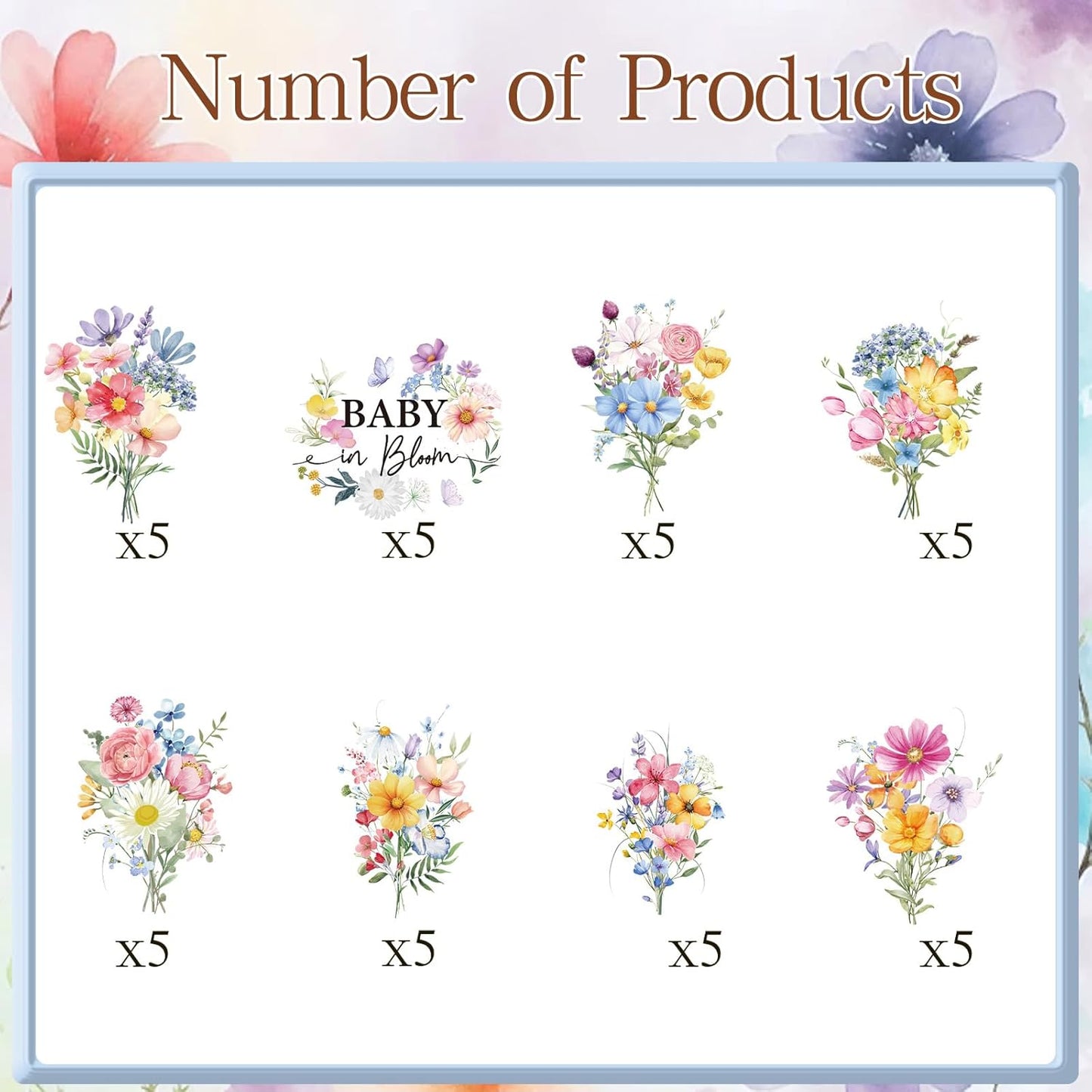 Rngmsi Flower Birthday Cupcake Toppers Decorations, 40PCS Wildflower Baby in Bloom Baby Shower Cake Decorations for Girls Women, Garden Floral Fairy Party Decor