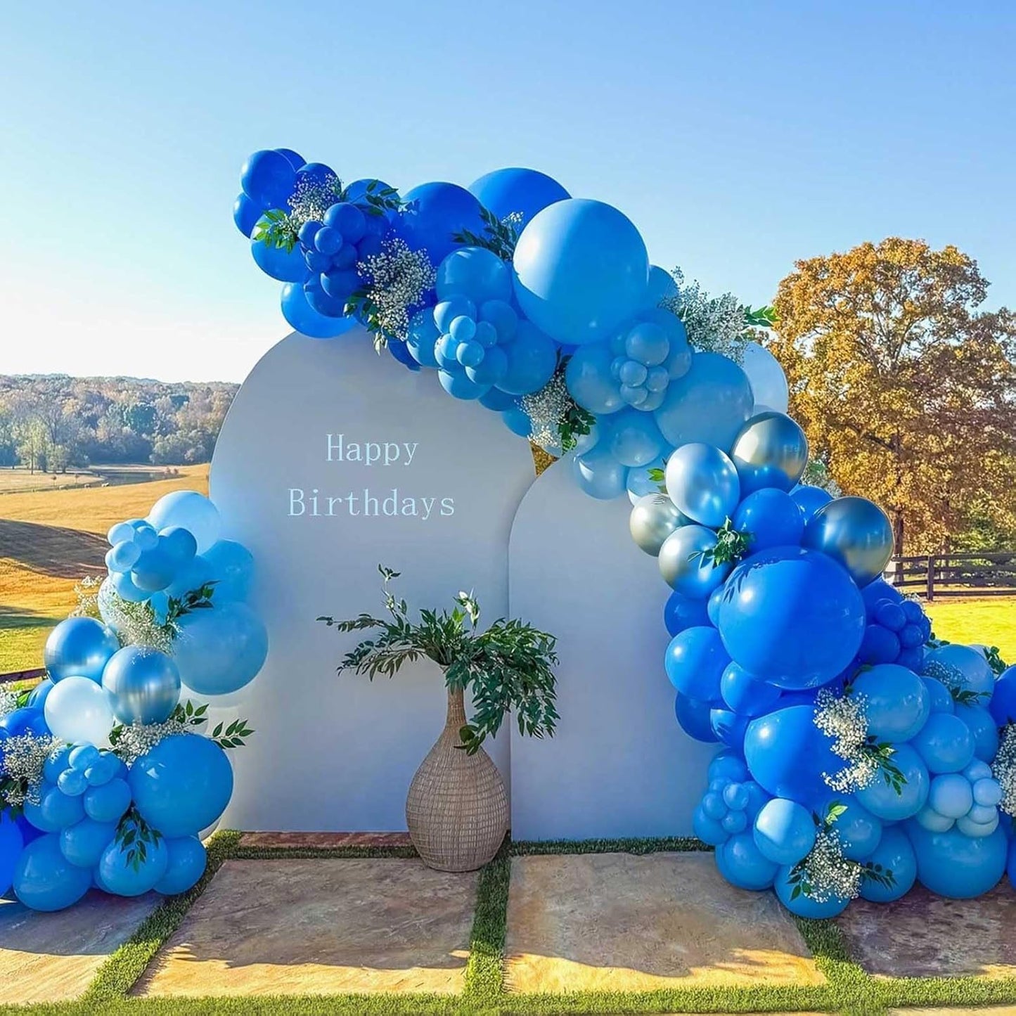 Blue Silver Balloons Set, 12 Inch Blue and Silver Balloons Dark Navy and Confetti Party Latex Balloon, Macaron Metallic Baby Blue Mixed Balloon for Birthday Graduation Baby Shower Wedding Retirement