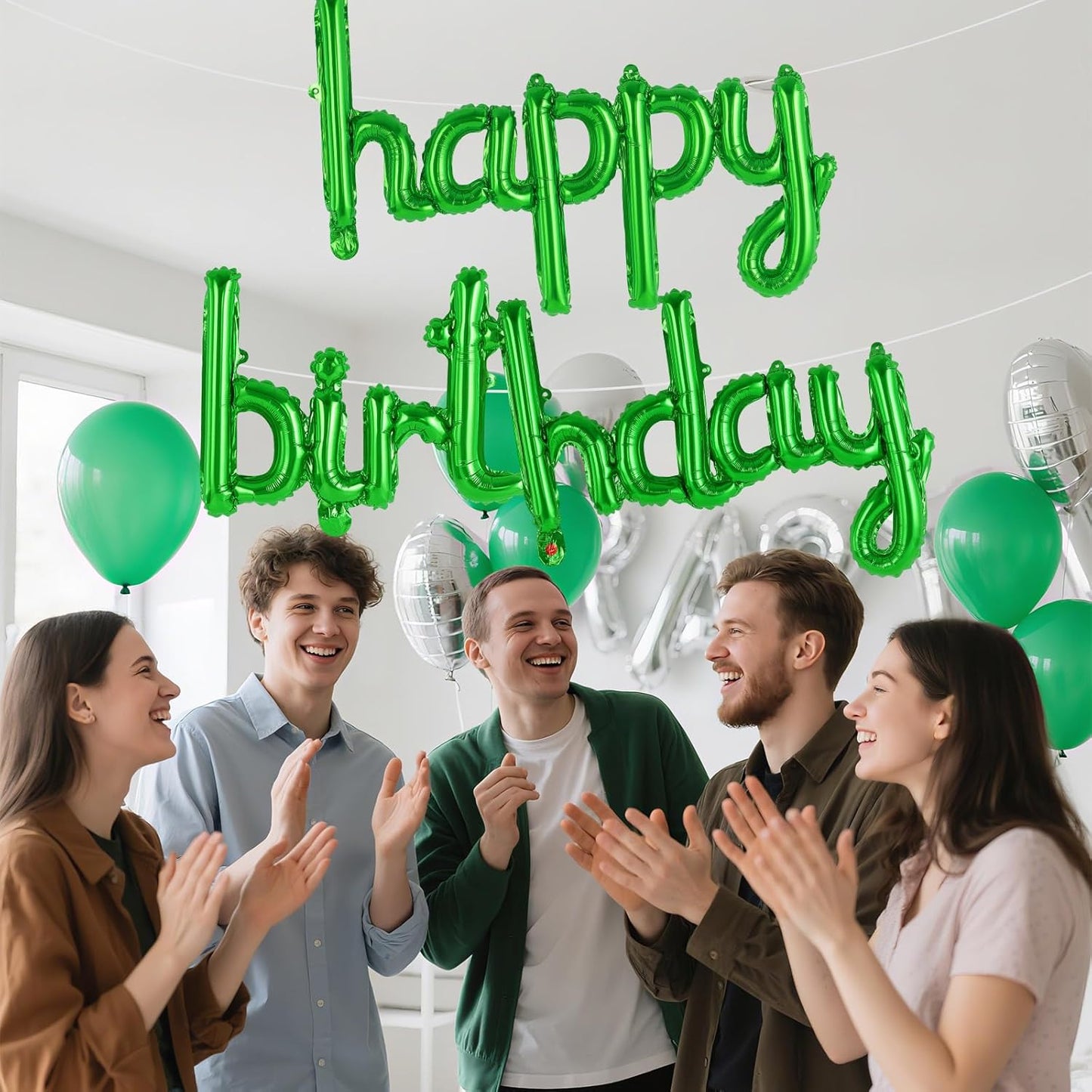 Happy Birthday Balloons Banner Foil Letters Balloons Connected, Personalized Birthday Signs for Women Men Boys Girls Birthday Party Decorations, Small Gold